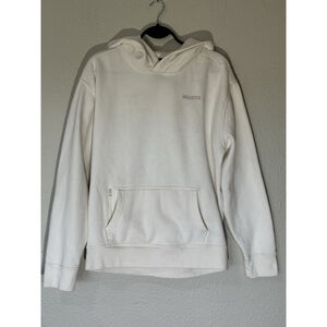 Hollister Unisex Cream Hoodie Minimalist Logo Cozy Fleece Pullover Men’s Small